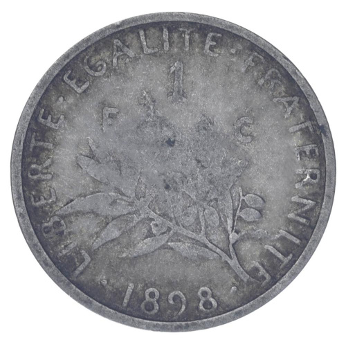 фото Франция 1 франк 1898 Серебро F-VF