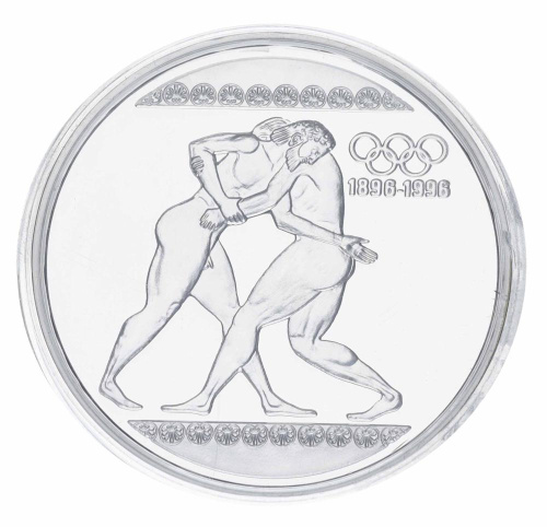 фото Греция 1000 драхм 1996 Серебро Proof 100 лет Олимпийским играм - Борьба (Ag 925, 33,63 грамма)