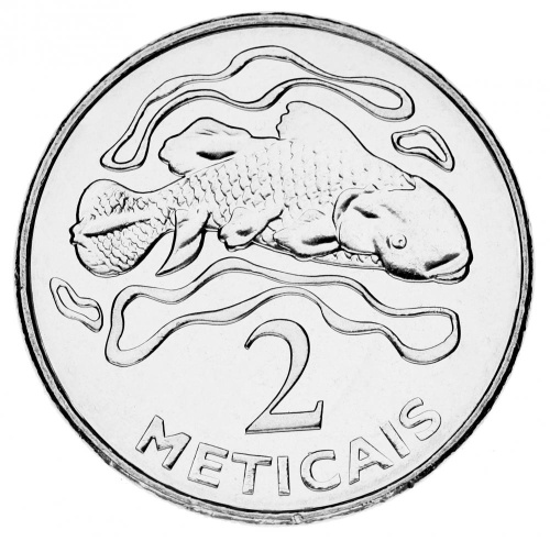 фото Мозамбик 2 метикала 2006 AU-UNC Рыба