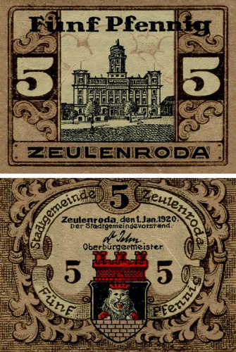 фото Германия Нотгельд  5 пфеннигов 1920  F-VF Цойленрода