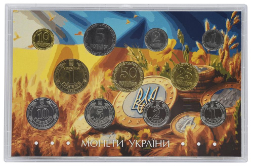 фото Украина набор из 11 монет 2012-2025 UNC 1, 2, 5, 10, 25, 50 копеек 1, 1, 2, 5, 10 гривен в сувенирной упаковке