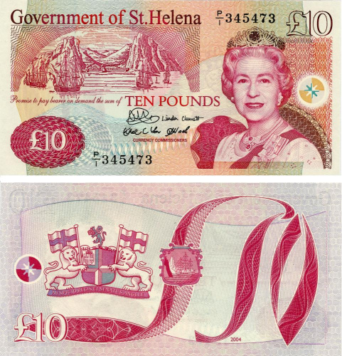 фото Остров Святой Елены 10 фунтов 2004 UNC (P12a)