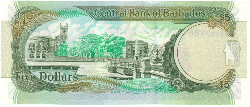 фото Барбадос 5 долларов 2007 UNC (P67)