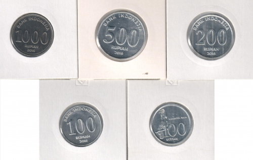 фото Индонезия набор из 6 монет 1994-2016 UNC 25, 50, 100, 200, 500, 1000 рупий