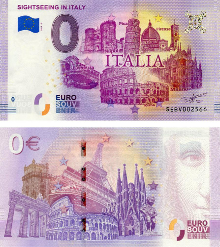 фото Италия 0 ЕВРО 2019 «Достопримечательности Италии» UNC