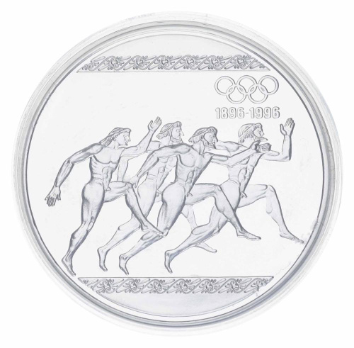 фото Греция 1000 драхм 1996 Серебро Proof 100 лет Олимпийским играм - Бег (Ag 925, 33,63 грамма)