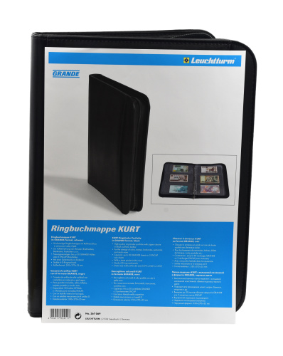 фото Папка-переплет GRANDE Kurt (до 30 листов) для монет или банкнот, Обивка под кожу черный Leuchtturm