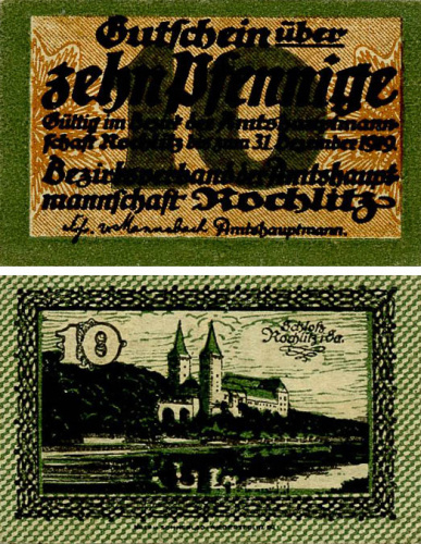 фото Германия Нотгельд  10 пфеннигов 1919 F-VF Рохлиц