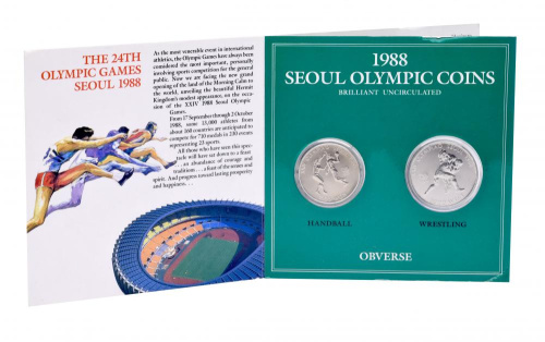 фото Южная Корея набор из 2 монет 1987 UNC 1000, 2000 вон XXIV летние Олимпийские игры в Сеуле 1988