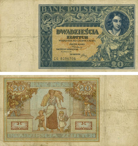 фото Польша 20 злотых 1931 G-VG