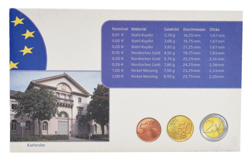 фото Германия набор из 8 монет евро 2004 UNC G 1, 2, 5, 10, 20, 50 евроцентов, 1, 2 евро в сувенирной упаковке