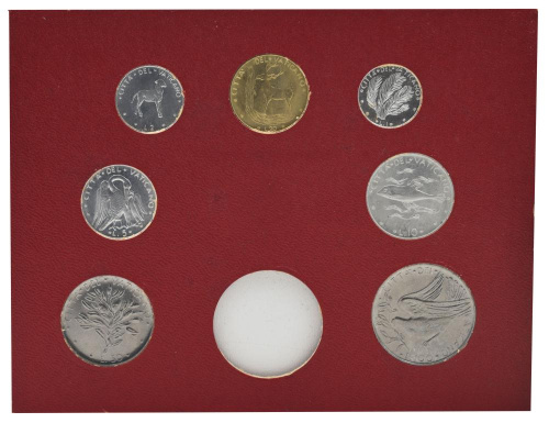 фото Ватикан набор из 7 монет 1973 AU-UNC 1, 2, 5, 10, 20, 50, 100 лир