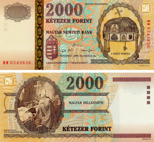 фото Венгрия 2000 форинтов 2000 «Миллениум» UNC (P186)