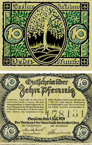 фото Германия Нотгельд  10 пфеннигов 1920  F-VF Лебус