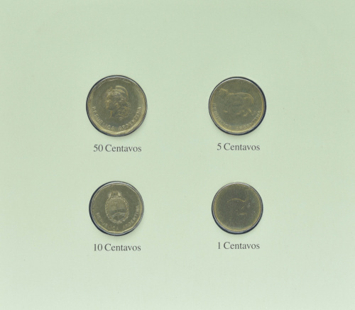 фото Аргентина Набор монет 1987 UNC 1, 5, 10, 50 сентаво и 1 марка в сувенирной упаковке