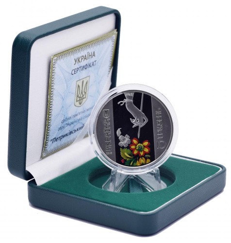 фото Украина 10 гривен 2016 Серебро Proof Петриковская роспись (Ag 925, унция, 31.1 грамм в чистоте)