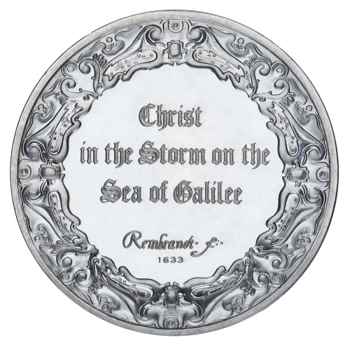 фото США Памятная медаль 1972-1976 Серебро Proof Рембрандт - Христос во время шторма на море (Ag 925, 67 грамм)
