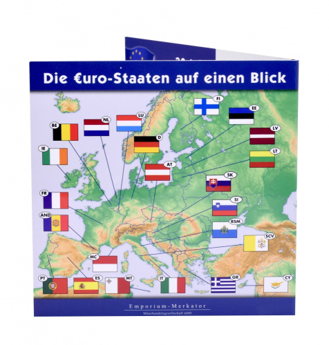 фото Германия набор из 5 монет по 2 евро 2015 A, D, F, G, J «Европейский флаг» UNC в сувенирной упаковке