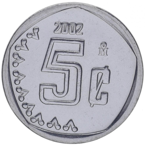 фото Мексика 5 сентавос 2002 AU-UNC (KM#546)