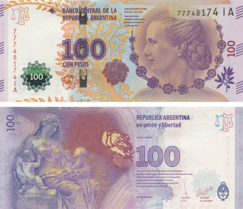 фото Аргентина 100 песо 2012 «Ева Перон» UNC (P358)