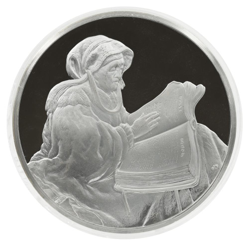 фото США Памятная медаль 1972-1976 Серебро Proof Рембрандт - Пророчица Анна (Ag 925, 67 грамм)