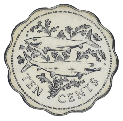 фото Багамы 10 центов 1998 UNC Рыба