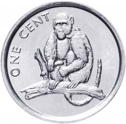 фото Острова Кука 1 цент 2003 UNC Обезьяна (KM#423)