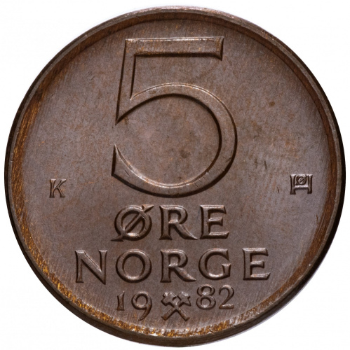 фото Норвегия 5 эре 1982 VF (KM#415)