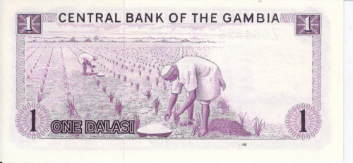 фото Гамбия 1 даласи 1971-1987 UNC (P4)