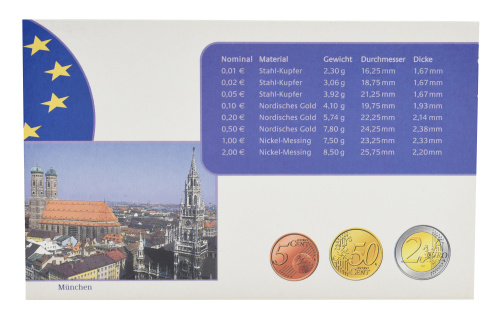 фото Германия набор из 8 монет евро 2004 UNC D 1, 2, 5, 10, 20, 50 евроцентов, 1, 2 евро в сувенирной упаковке