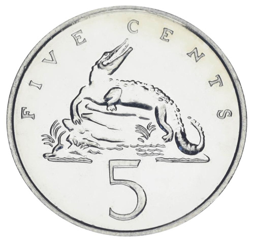 фото Ямайка 5 центов 1976 UNC Крокодил