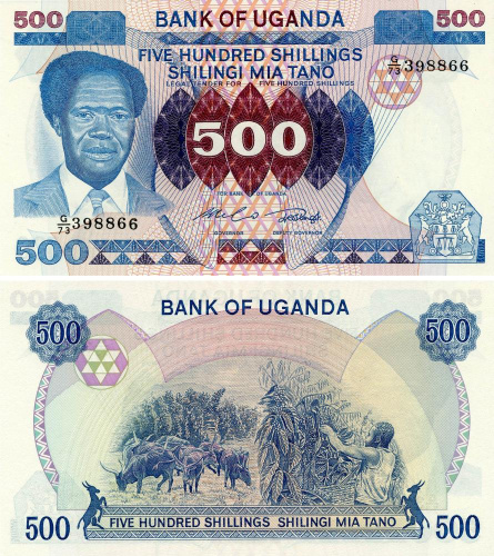 фото Уганда 500 шиллингов 1983 UNC (P22а)