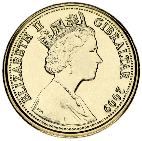 фото Гибралтар 1 фунт 2009 UNC Череп неандертальца