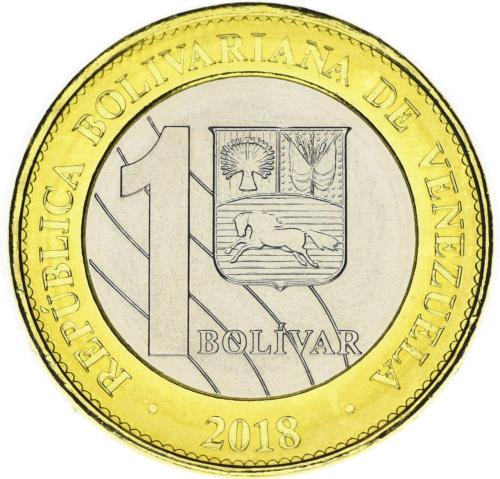 фото Венесуэла 1 боливар 2018 Биметалл UNC