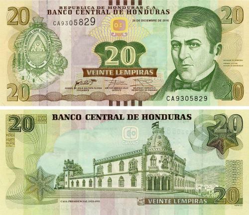 фото Гондурас 20 лемпир 2016 UNC (P100)