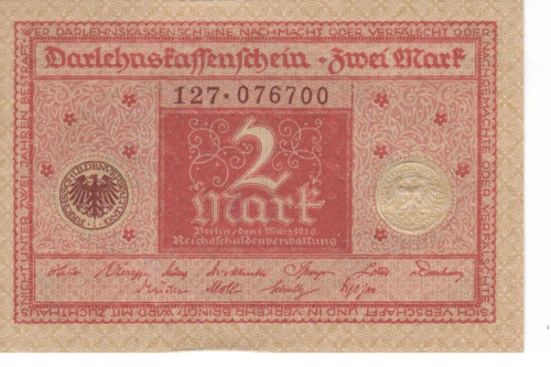 фото Германия 2 марки 1920 UNC
