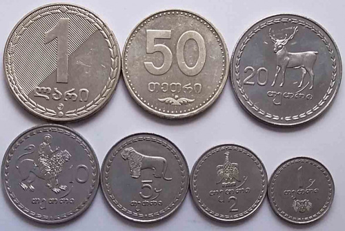 фото Грузия набор из 7 монет 1993-2009 UNC