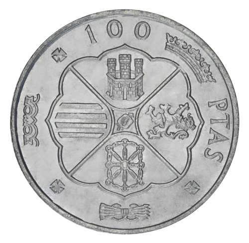 фото Испания 100 песет 1966 Серебро F-VF Франсиско Франко (Ag 800, 19 грамм)