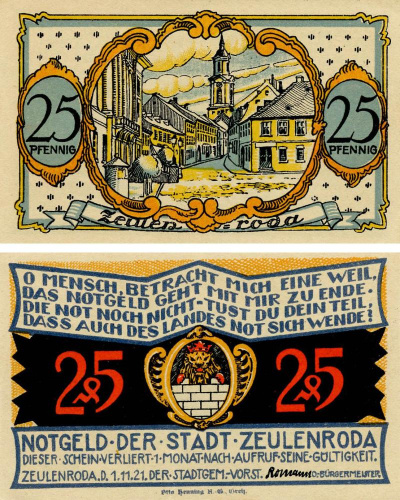фото Германия Нотгельд  25 пфеннигов 1921 F-VF Цойленрода