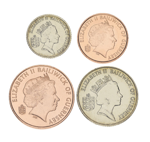 фото Гернси набор из 4 монет 1992-1998 UNC 1 пенни, 2, 5, 10 пенсов