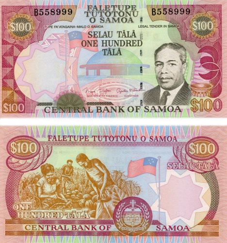 фото Самоа 100 тала 1990 UNC (P30)