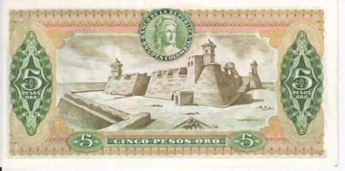 фото Колумбия 5 песо оро 1979 UNC (P406f)