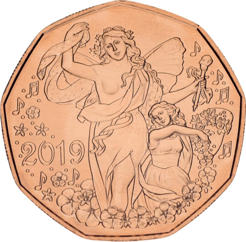 фото Австрия 5 евро 2019 Новый год UNC