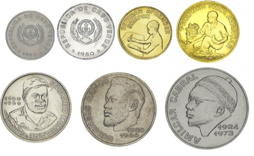 фото Кабо-Верде набор из 7 монет 1977-1980 VF-AU 20, 50 сентаво, 1, 2,5, 10, 20, 50 эскудо