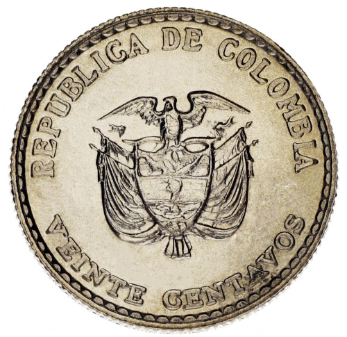 фото Колумбия 20 сентаво 1965 AU-UNC