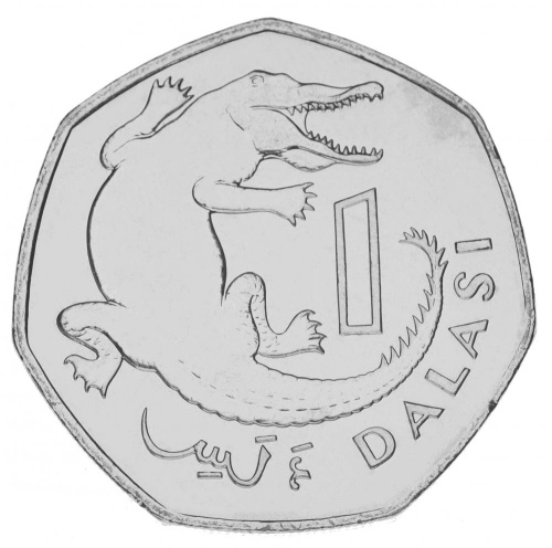 фото Гамбия 1 даласи 2011 UNC Крокодил