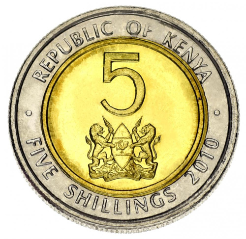 фото Кения 5 шиллингов 2005-2010 Биметалл UNC