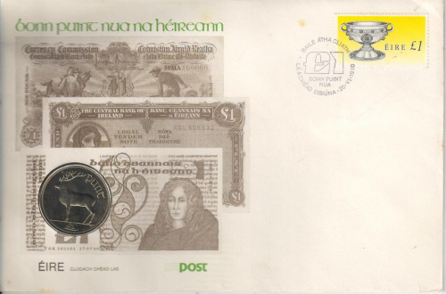 фото Ирландия 1 фунт 1990 «Олень» VF в сувенирной упаковке (KM#27)