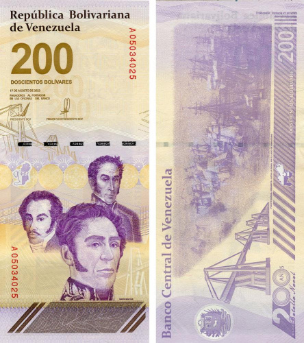 фото Венесуэла 200 боливар 2023 (2024) UNC (PW120)