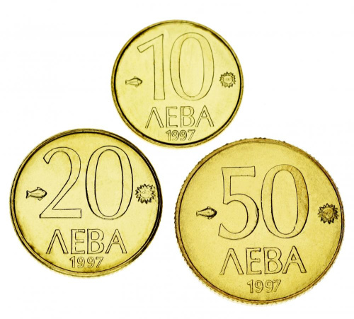 фото Болгария набор из 3 монет 1997 AU-UNC 10, 20, 50 левов